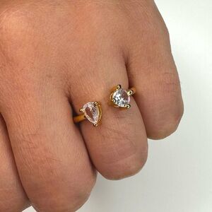 New Adjustable Gold Plated 18k Ring With Crystals
